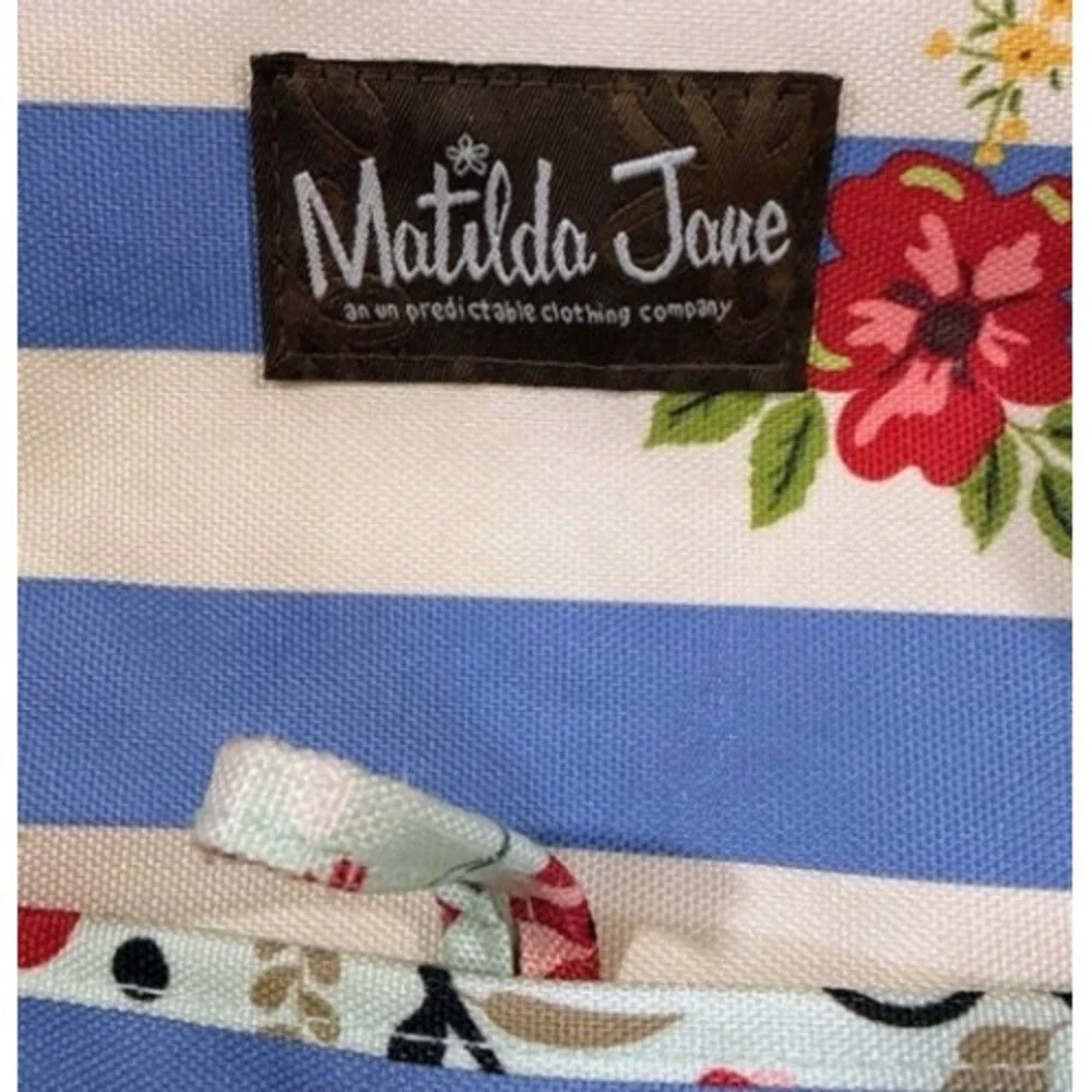 Matilda Jane Floral Diaper Bag Blue Stripe Polka Dot Travel Tote Cottagecore